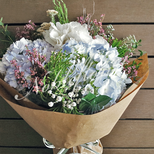 hand-bouquet-blue-hydrangea
