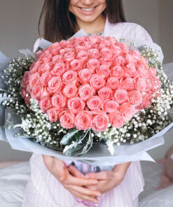 99 Pink Roses in a Bouquet