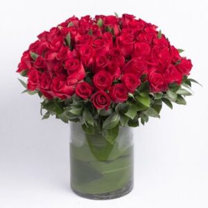 99 red Roses Flower Vase
