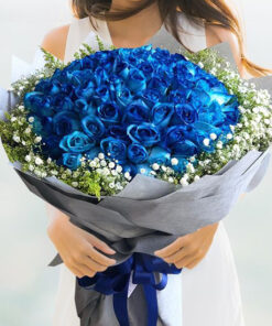 99 dyed blue rose bouquet