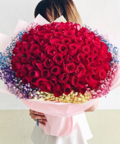 99 red rose delivery with rainbow baby breath singapore