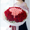 99 rose bouquet pink heart and red