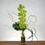 Green cymbidium orchid flower arrangement