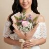 SS-06 Joy single stalk pink rose baby breath