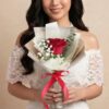 SS-05 Friendship single stalk white rose baby breath